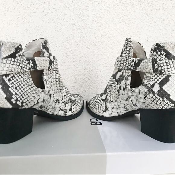 BP Sadey Snake Print Studded Cutout Ankle Boots - Picture 5 of 8